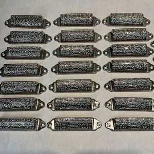 Cast Victorian Drawer Pulls Bin Handles 1/4 Round Silver 4” Set of 21